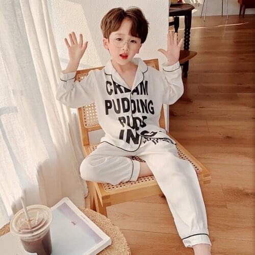 2 Piece/Set Long Sleeve Pajamas For Boys Leisure Letter Print Children Soft Nightwear 3- 14 Years Kids Weekend Home Clothes