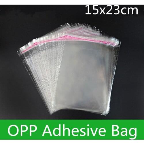 300pcs 15*23cm Self Adhesive Clear OPP/Poly Jewelry Bag Transparent OPP Bag Plastic Gift Packaging Toys/Books/Clothing OPP Bag