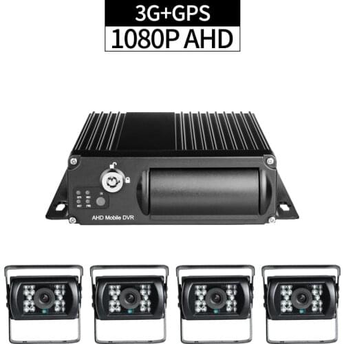 4pcs AHD 2.0MP Cameras 4CH 3G Network GPS Positioning 1080P Dual SD Card 256G Car Video Recorder Mobile Dvr Kits Remote Monitor