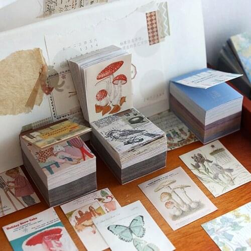 400pc Cute Vintage Notepad Ilustrated Decorative Stationery Diary Scrapbooking Flakes Label Supplies Hand account Painting Decor