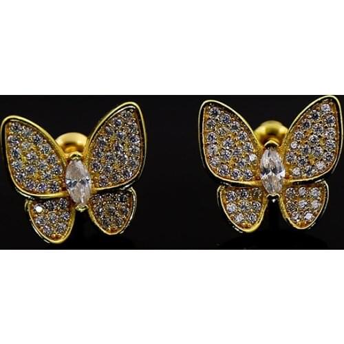 AAA Quality Fashion Micro Pave Premium Zircon Crystals Butterfly Earrings Wedding Luxury Jewelry for Women