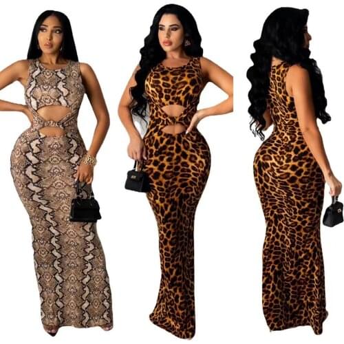 AJ4344 Fancy Stretch Leopard Allure Couture Skirt Modest Snake Print Woman Sexy Clothes Long Bodycon Dresses