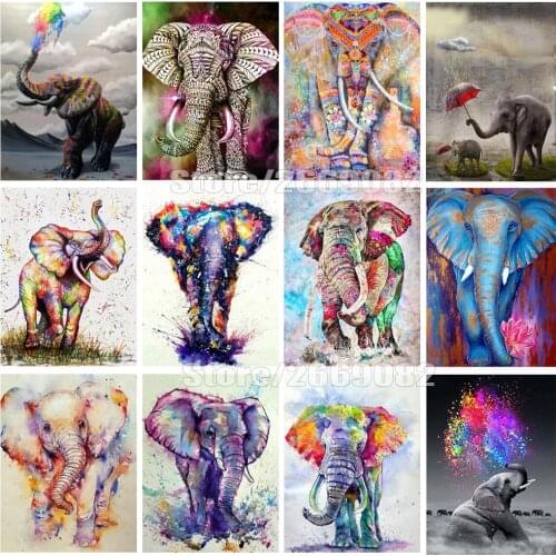 5D DIY Diamond Embroidered Color Elephant Cross Stitch Mosaic Diamond Painting Mosaic Home Decoration Christmas Gift TT1200