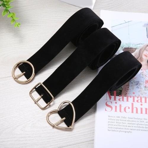 New Cummerbunds Short Velvet Women Geometric Heart Belt Round Waist Belt Metal Buckle Porous Belts for Women Waistband 105cm