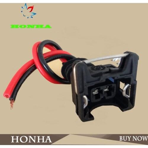 Free shipping 400 pcs EV1 Injector connector pigtail harness case for inyector de universal with 20cm 16AWG black and red wire