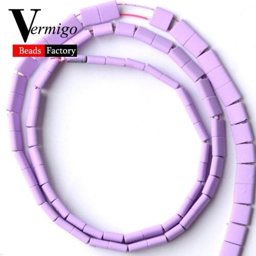 Light Purple Square Double Hole Nanotech Rubber Hematite Stone Beads For Jewelry Making 5*5mm 76pcs Beads Diy Bracelets 15