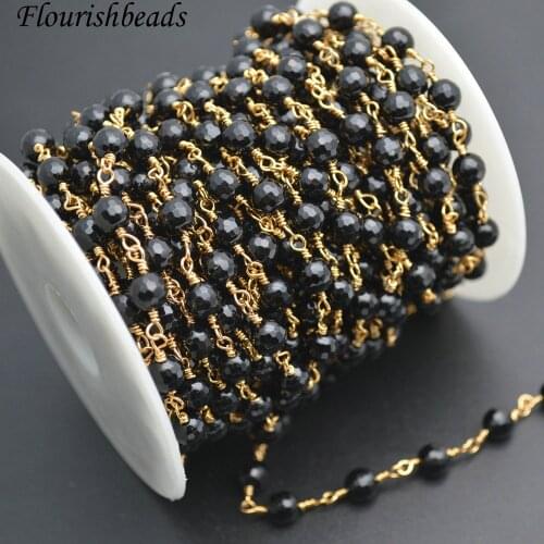 Faceted 6mm Round Beads 24k Gold Copper Wire Linked Bead Chains 10 metres per role