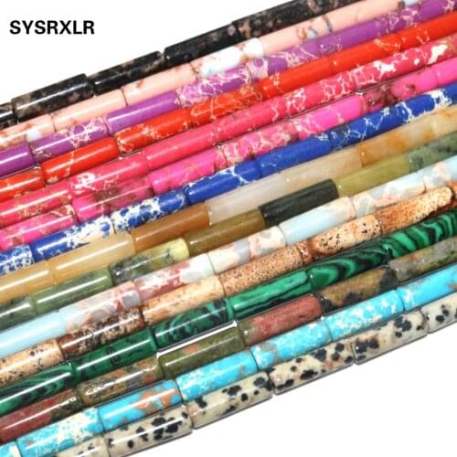 4 * 13mm Natural Stone Cylinder Howlite Agates imperial Stone Beads Jaspers Beads Charm DIY Bracelet Necklace For Jewelry Making