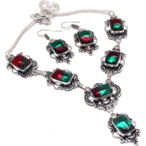 Bi-Color Necklace + Jewelry Set Silver Overlay over Copper , 44.8 cm, N4349