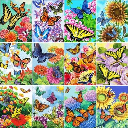 Evershine Diamond Embroidery Butterfly Cross Stitch Diamond Painting Animals Mosaic Flower Crafts Cross Stitch Home Decoration