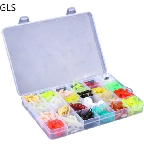 GLS New 285/190Pcs Of Breadworm/Redworm/Earthworm/Single Tail Bait/Double Tail Soft Bait/Soft Shrimp Fishing Bait Box Set