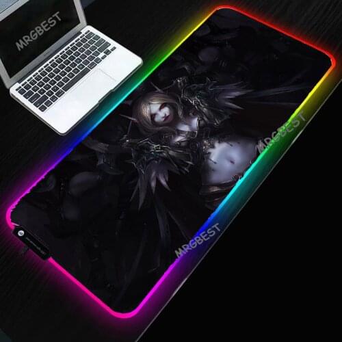 Gaming Mouse Mat World of Warcraft Heated Rubber Base Mouse-pad LED RGB with Sewn Edges Desk Mat 900x400mm Game Accessories