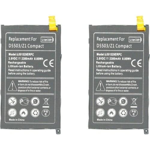 ITopZea 2pcs/lot 2300mAh / 8.85Wh LIS1529ERPC Replacement Li-Polymer Battery For Z1 mini D5503 Z1 Compact M51w