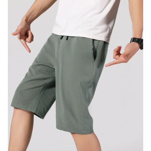 Summer ice silk casual pants mens thin five-point shorts loose sports quick-drying pants mens large size