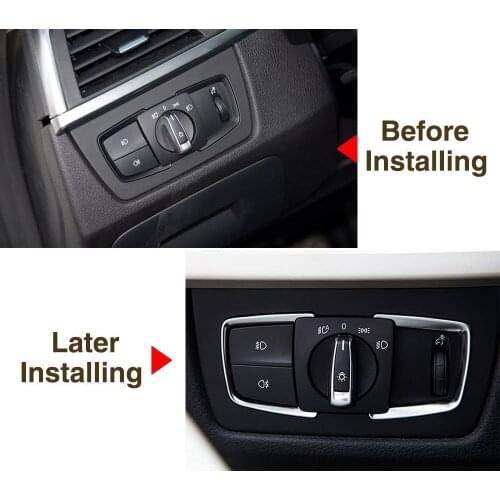 Matt Chrome Headlight Switch Frame Trim For BMW X5 F15 2014 2015 F30 F31 F32 F34 3 4 Series