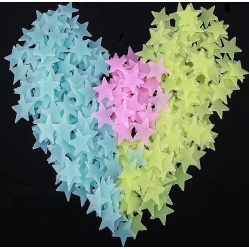 3/3.8/4.6cm Glow Wall Stickers Decal Baby Kids Bedroom Home Decor Color Stars Luminous Fluorescent 4colors