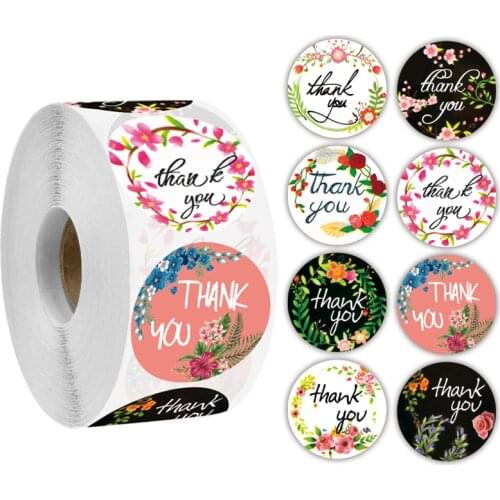 500 sheets/roll round thank you stickers 8 styles label stickers for handmade gifts wedding decorations stationery stickers