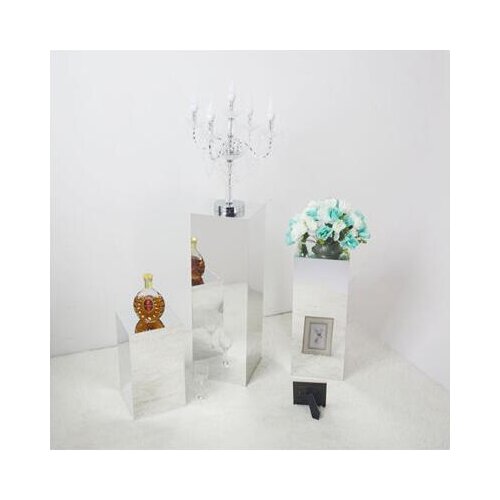 New wedding props acrylic mirror square column road usher area decorative flower shelf dessert cake shelf gift placement shelf