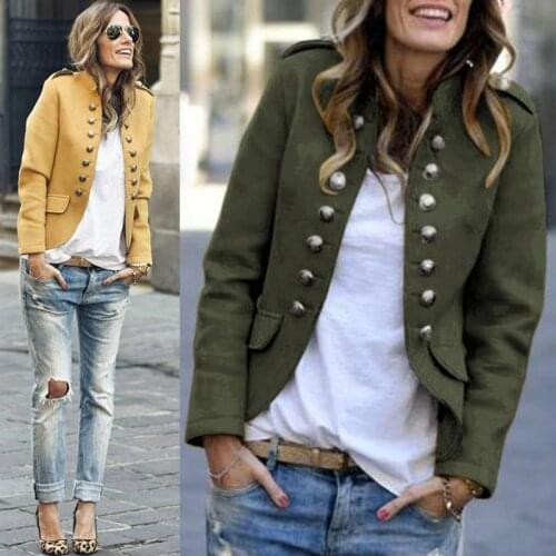 Blazer Women Jackets Long Sleeve Row Buckle Self-cultivation Small Suit Loose Yellow Red Coat Pattern Hot Style Femme Mujer