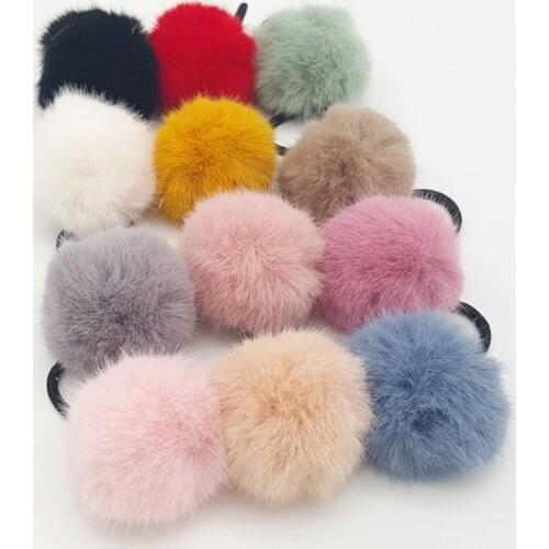 1PC New Lovely Soft Plush Elastic Hair Rope Girls Ponytail Holder Pompom Hairband Imitation Rabbit Fur Rubber Band Hair Accessor