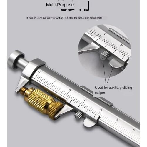 Hot Vernier Caliper Tool Ballpoint Pen Silver Vernier Caliper Multifunction Pen Creative Gifts Marker Pen 0-100MM