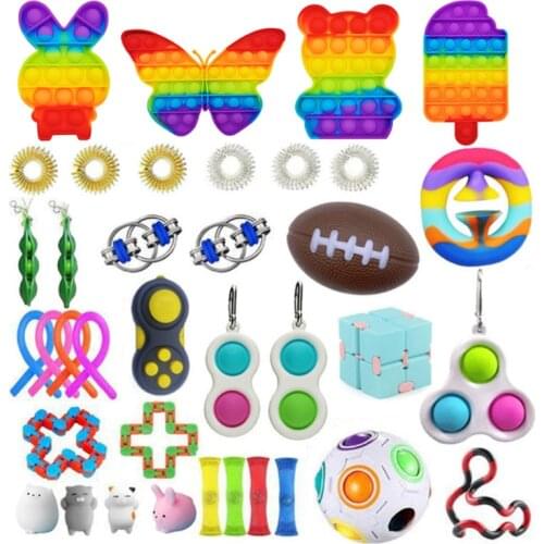 Fidget Toy Set Box Antistress Gift Pack Pop Push Bubble Figet Squeeze Sensory For Adults Children Stress Relief Toys