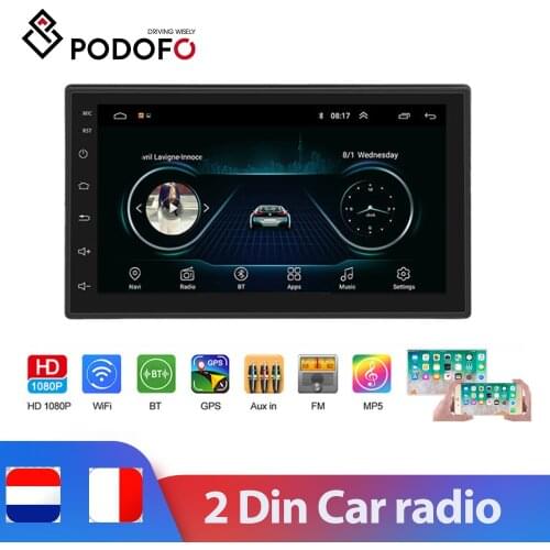 Podofo 2 din Android Car player Steering wheel controls 1+16G Car Radio Multimedia Video Player Touch screen GPS FM/BT