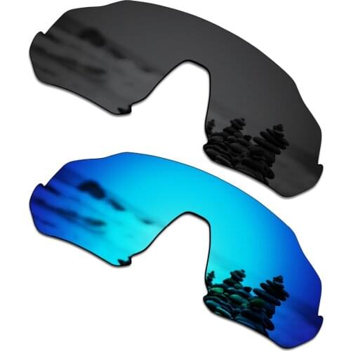 SmartVLT 2 Pieces Polarized Sunglasses Replacement Lenses for Oakley Flight Jacket Stealth Black and Ice Blue