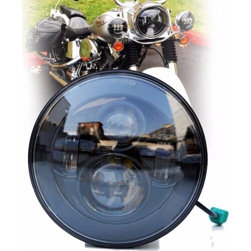 7" LED Projector moto Headlight For Harley Street Glide Softail FLHX FLD Black