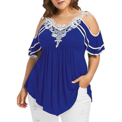 Loose Blouses Women Tops Street Wear Off Shoulder Lace Tee Shirt Tunic Tops Female Clothing Plus Large Size 3XL 4XL 5XL