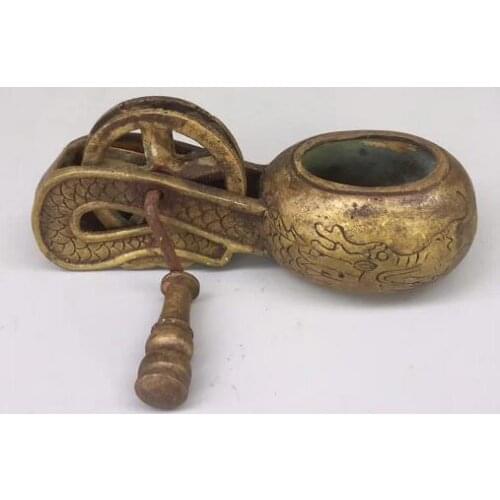 Miscellaneous Items Collection Pure Copper Dragon Pattern Ink Bucket,line Ink Ancient Study Room Decoration Copper Crafts