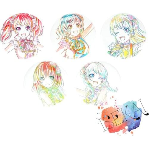 BanG Dream! Anime Pastel Palettes Game Badge Aya Maruyama Hina Hikawa Maya Yamato Eve Chisato Shirasagi Badge Brooch Pins