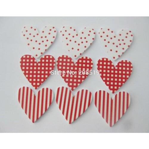 WBNWGG Flatback heart buttons scrapbooking show 50pcs 34mm*36mm white wood button printed Red design