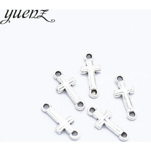 YuenZ 50 pcs Antique silver color Cross Charms Metal Pendant Diy Charms Necklace Bracelet Earring Jewelry Making 15*6mm T81
