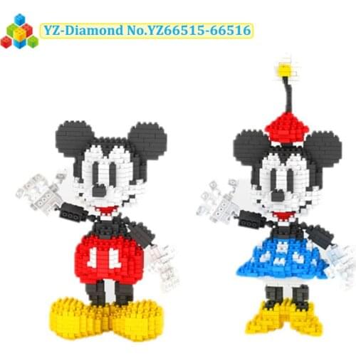 YZ Diamond Cartoon Blocks Model Set Stars of Building Famous Anime Character Mouse Micro Mini Bricks Building Blocks Set Toys