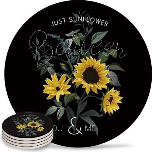 Plant Sunflower Petal Letters Coasters Coffee Table Decor Kitchen Accessories Ceramic Coaster Dinning Table Decoration Placemats