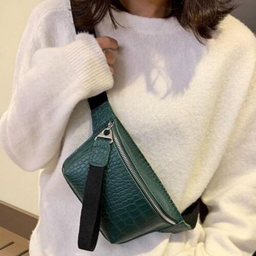 Women Shoulder Bag PU Leather Plaid Lattice Zipper Crossbody Bag Clutch Fashion Female Waist Bag