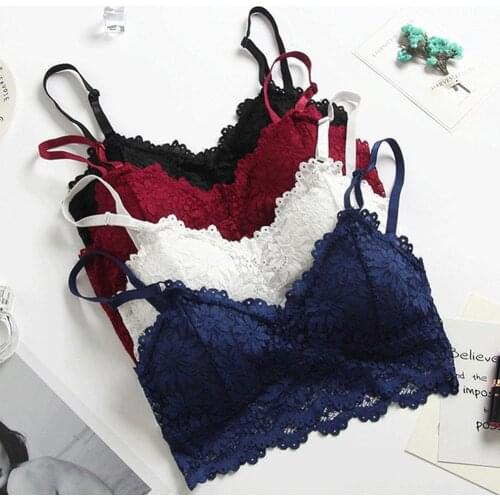 Women Omens Sport Bra Camisole Lace Tube Top Sexy Vest Camisole Sport Crop Top Desportivo Relleno Sujetador Bh Sport Bra White