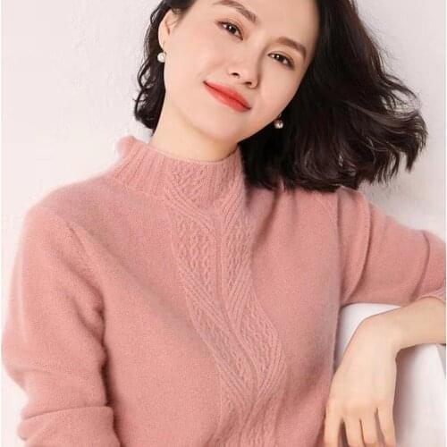 Half Turtleneck Sweater Womens New Alpaca Solid Color Korean Loose Autumn Winter Pullover Long Sleeve Knitted Bottoming Shirt