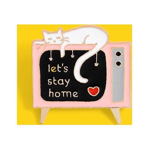 Cartoon Brooch Pin Pink Radio Animal Cat Badge Shirt Bag Lapel Pins Cartoon Jewelry Badge Gift