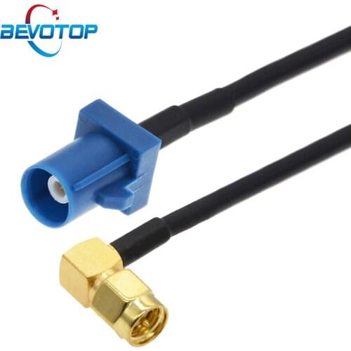 1PCS Blue Fakra C Male to SMA Male Right Angle Plug RF Coaxial Pigtail Car Navigation GPS Antenna Adapter RG174 Extension Cable