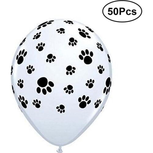 100Pcs 12 Inch Dog Paw Prints Balloons Latex Rubber Balloons Birthday Party Favors Supplies Decorations (White)