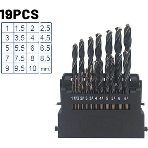 13/19/25pcs M2 HSS Twist Drill Bit Set For Hard Metal Stainless Metal Copper Iron Bits 1.5mm-6.5mm 1mm-10mm 1mm-13mm