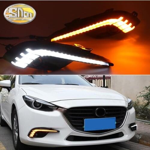 2PCS LED Daytime Running Light Dynamic Yellow Turn Signal 12V LED DRL Lamp Waterproof ABS For Mazda 3 2017 2018 Axela