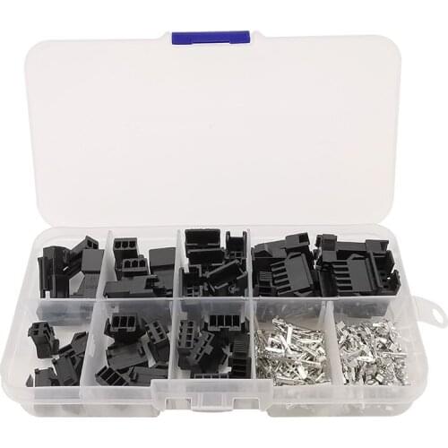 200Pcs JST SM 2.54mm Pitch 2P 3P 4P 5 Pin Connector SM Male Plug Female Jack Plastic Hosuing Shell Header Crimp Terminals Kit