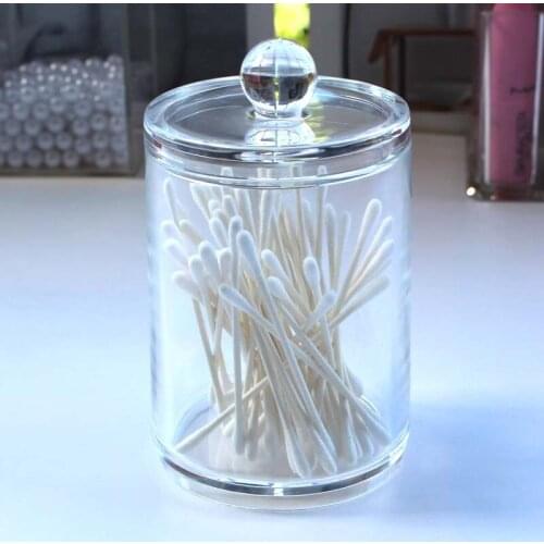 2018 Acrylic Cotton Swab Organizer Box Portable Round Container Storage Case Make up Cotton Pads Box for Home Hotel Office