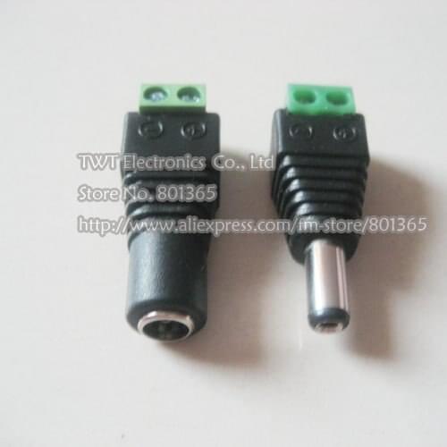 5.5mm/ 2.1mm DC Female & Male Power Connectors Plugs for CCTV Security Camera Male & Female DC Power, 500Pair ,Free shipping