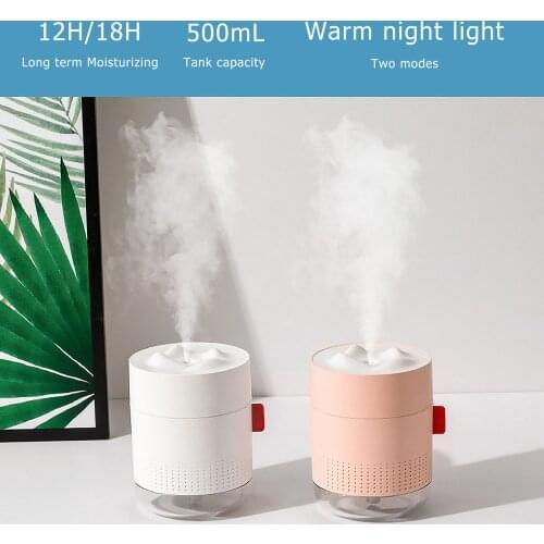 500ML Large Capacity Mist Air Humidifier USB Rechargeable Diffuser Portable Quiet Aroma Oil Diffuser with Romantic Lamp