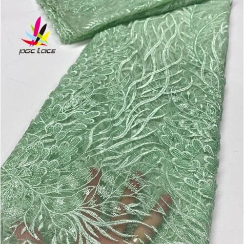 African Heavy Beaded Lace Fabric Luxury Tulle Mesh Lace Fabric French Handmade Beads Lace Fabrics Embroidery for Women XZ3000B-2