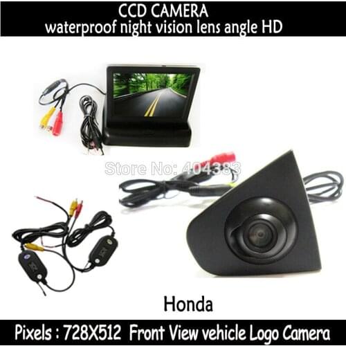 Wireless CCD HD night vision car rear view camera front view front 4.3" foldable monitor For Honda Accord CRV Odyssey